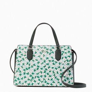 New Kate Spade Reese Laurel Way Satchel Saffiano PVC Floral Aphrodite Green